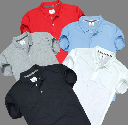 Plane Matty Solid Half Sleeves Mens Polo neck T-Shirt Pack Of 5