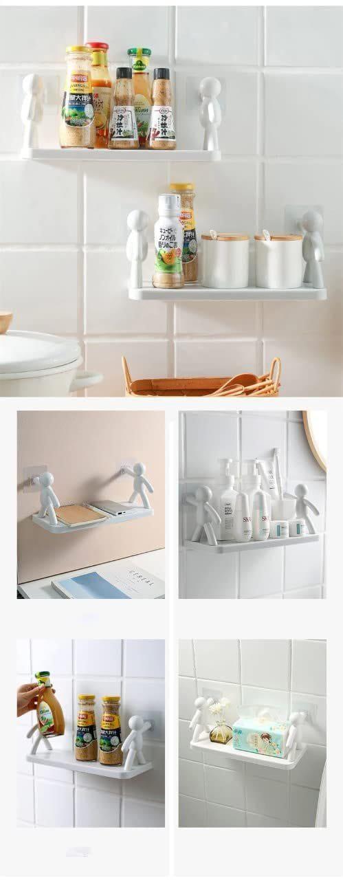 Bathroom Storage Shelves White Bad Doll Shelf Storage Rack Wall Hanging (Pack of 1)