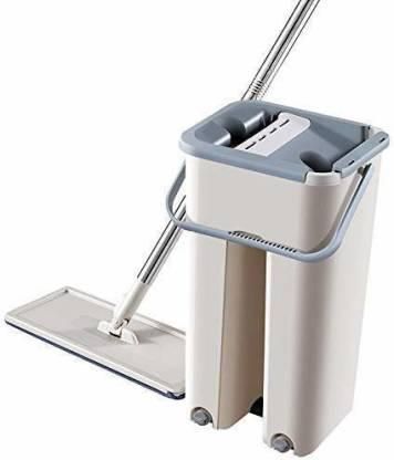 Mop- Flat mop and Bucket Set Mop Floor Cleaning System with 2 Soft Refill Pads & Handle