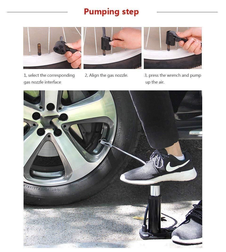 Air Pump- Portable Foot Activated with Pressure Gauge Air Pump