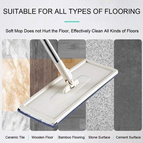 Mop- Flat mop and Bucket Set Mop Floor Cleaning System with 2 Soft Refill Pads & Handle