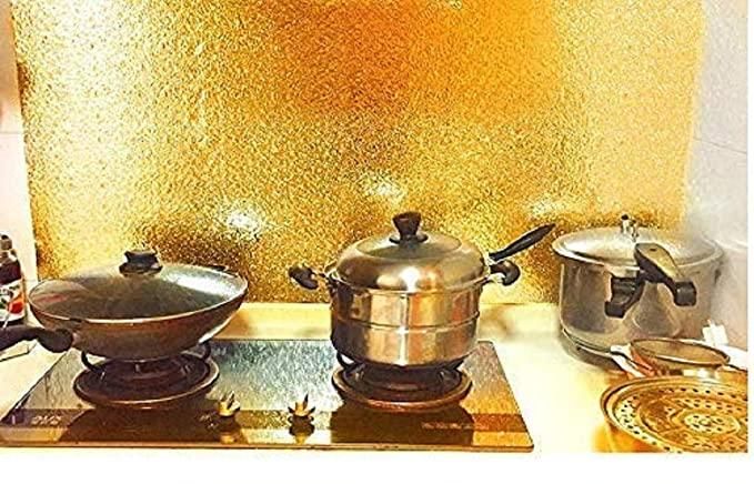 Aluminium Kitchen Foil Oil-Stickers Anti-fouling High-Temperature Self-Adhesive Croppable Wallpaper Sticker