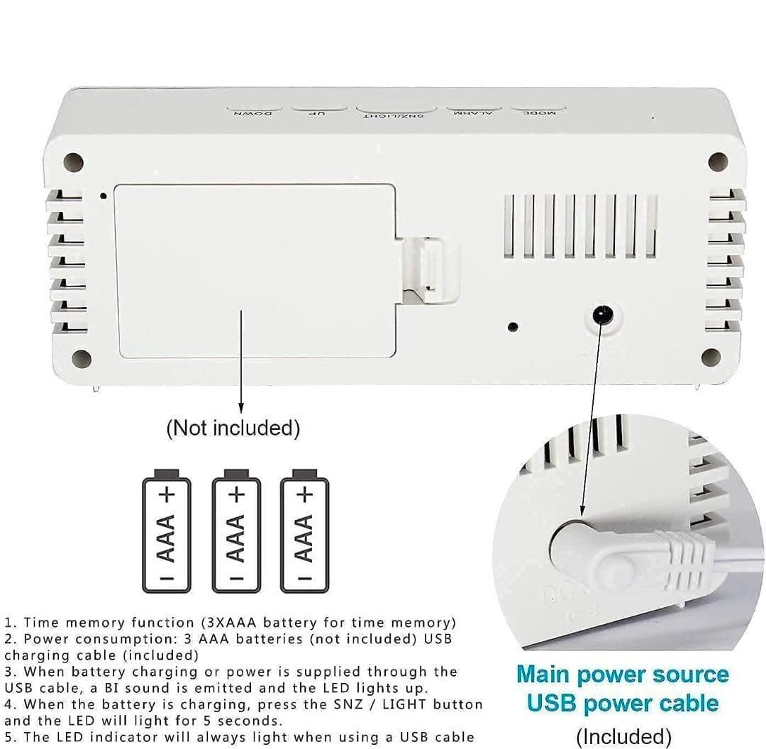 Digital Smart Back Light Table Mirror Alarm Clock with Sensor Date and Temperature