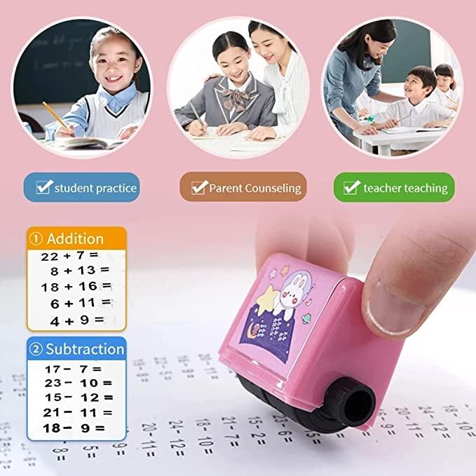 Addition and Subtraction Teaching Stamps for Kids,Roller Design Digital Teaching Stamp,Math Stamps Practice Tools Within 100 Supplies Educational Toy for Preschool Home School Supplies - pack of 2