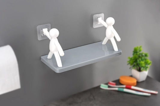 Bathroom Storage Shelves White Bad Doll Shelf Storage Rack Wall Hanging (Pack of 1)