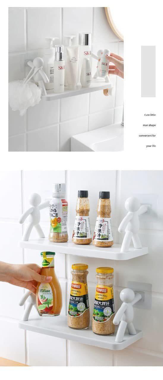 Bathroom Storage Shelves White Bad Doll Shelf Storage Rack Wall Hanging (Pack of 1)