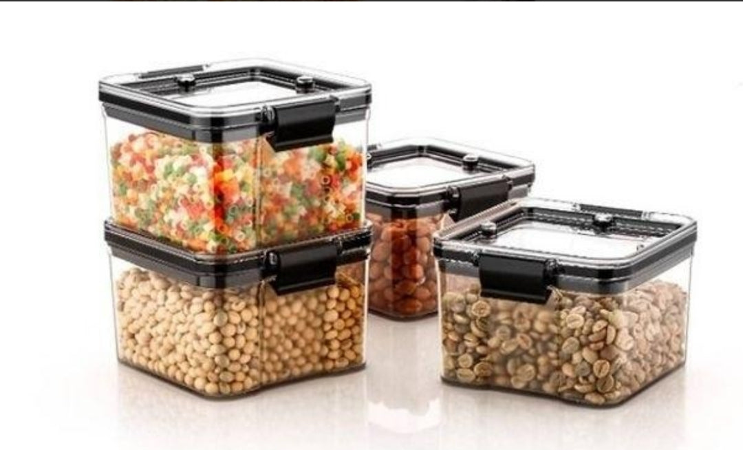 4 pc Container..Air Tight Unbreakable Big Size 400 ml Square Shape Kitchen Storage Container