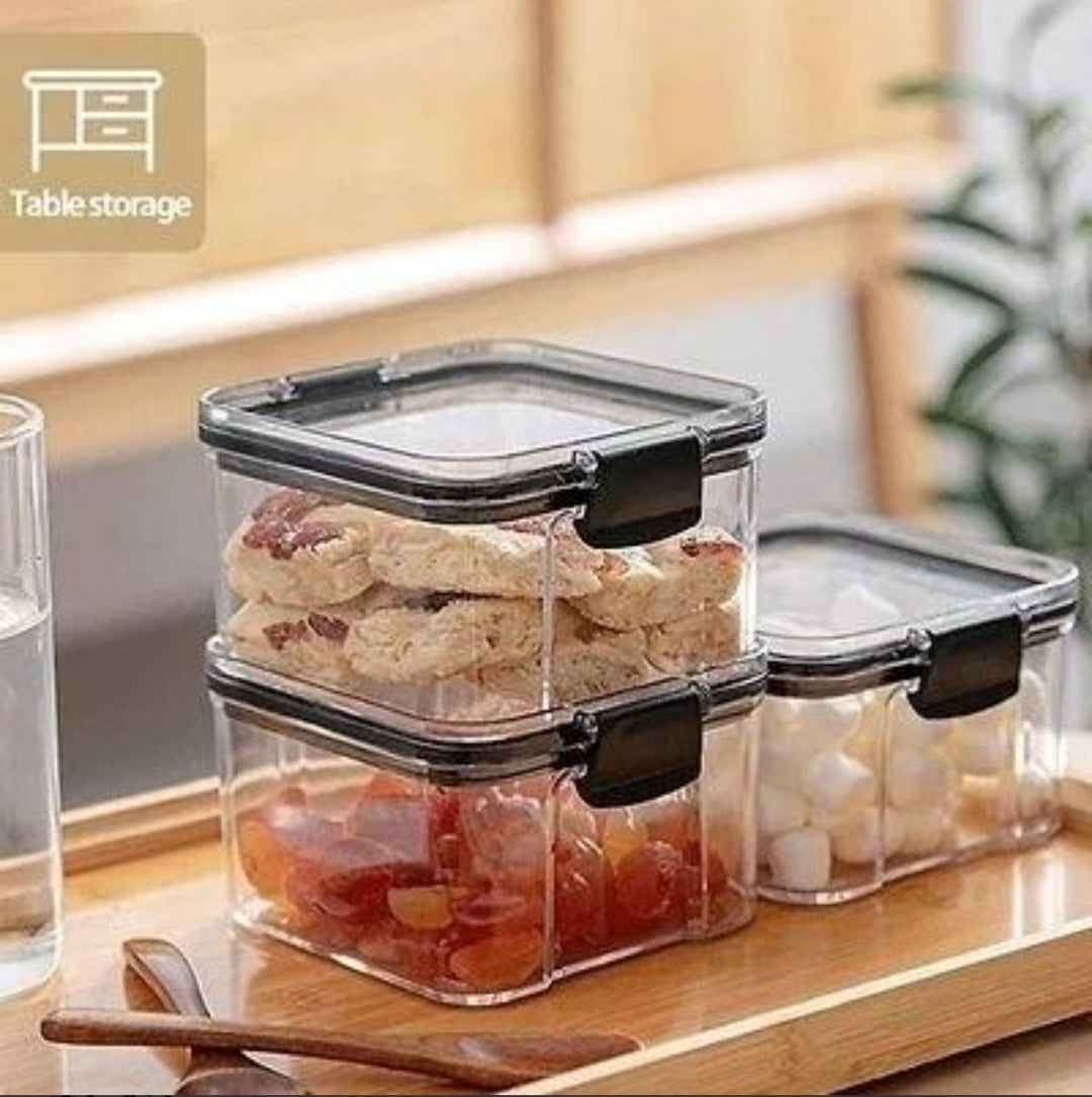 4 pc Container..Air Tight Unbreakable Big Size 400 ml Square Shape Kitchen Storage Container