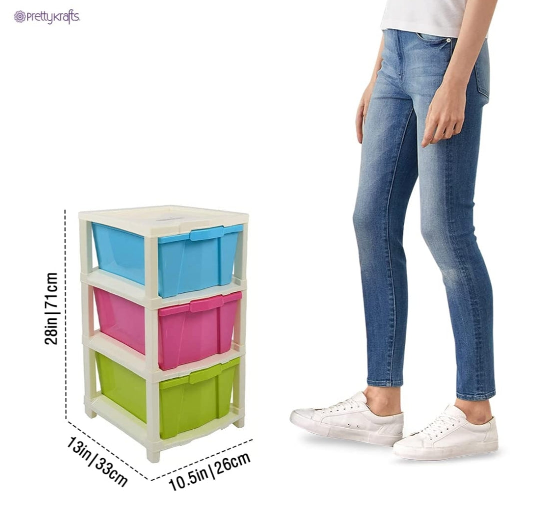 3 Layer Foldable Modular Drawer Organizer Multipurpose Drawers Boxes Storage Rack, Extra Large Basket